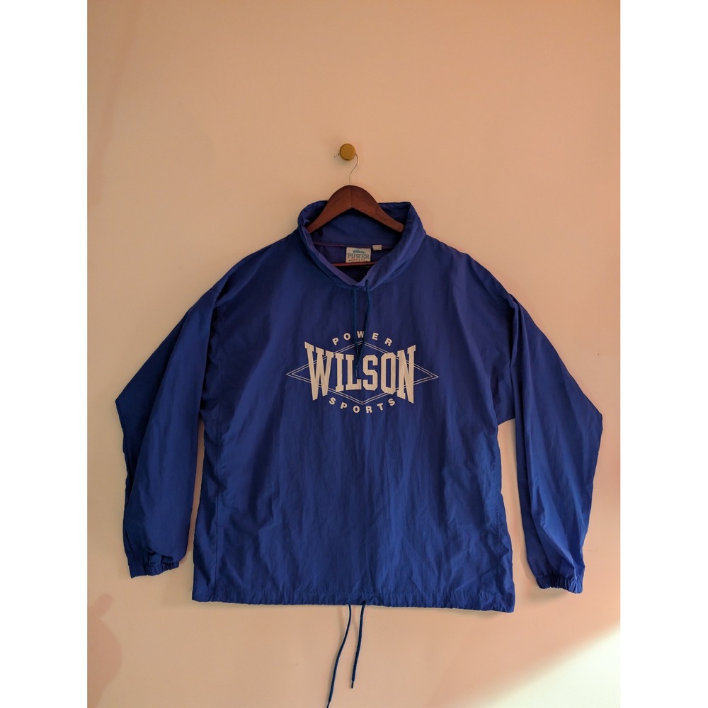 Wilson Windbreaker Pullover Mens Large Blue Excellent Vintage 90s Sportswear SEO